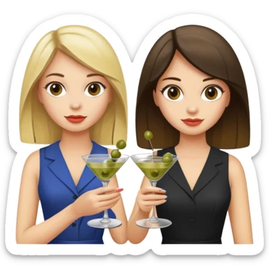 pretty blonde and brunnete girls holding dirty martinis sticker