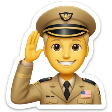 Yellow face saluting with an American flag in the background sticker