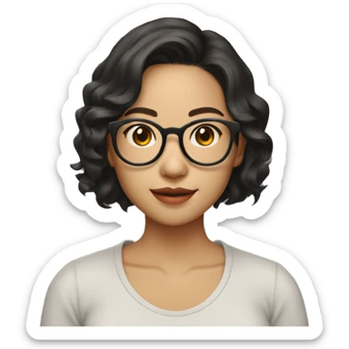 Southeast asian girl wearing glasses short wavy hair sticker