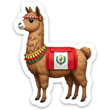 llama con la bandera de Perú sobre la espalda sticker