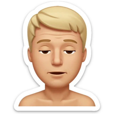 A male squinting his eyes closed but the mouth is whistling sticker