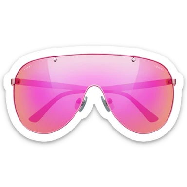 pink mirrored shield sunglasses, Y2K cyber style, frameless design sticker