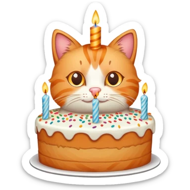 Cat with birthday cake sticker