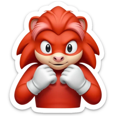 Sonic the hedgehogs friend knuckles a red animal with peach arms and white gloves sticker