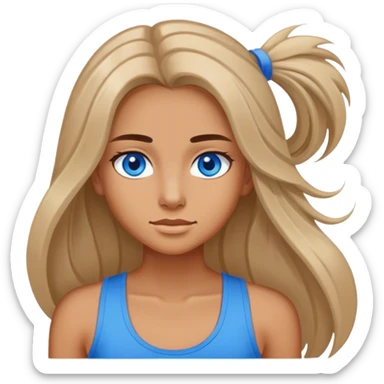 realistic girl in tank top with blue eyes and longer hair sticker