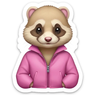 Ferret wearing pink jacket sticker