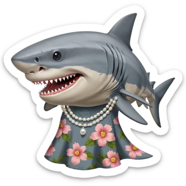 create me a slack emoji of a very old tiger shark dressed like a grandma sticker