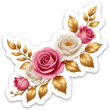Reddish-pinkish and gold and white romantic vintage aesthetic sticker