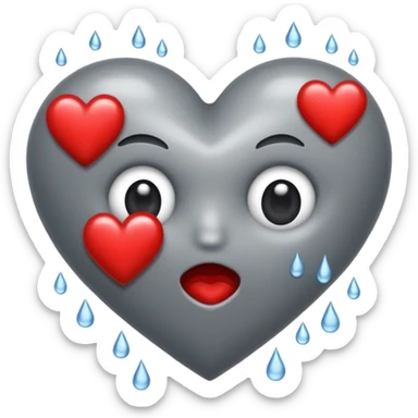 Un corazón roto de color gris con grietas  sangrando y expulsando sangre rodeado de vendas y tiritas que se despegan sin hacer efecto sticker