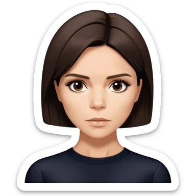 Victoria Beckham circa 1997 with short, dark brown, bob haircut parted down the center sticker