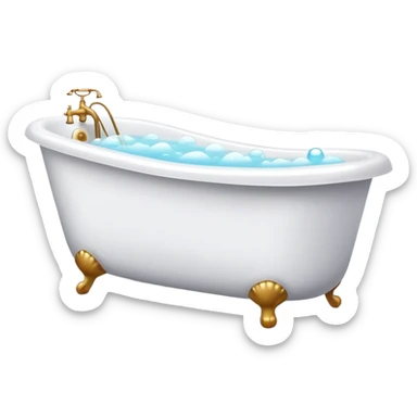 bathtub filled with bubbles, towel and soap nearby, clean and friendly sticker