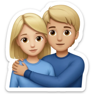 Amour à distance fille blonde et garçon brun tous les deux clair de peau  sticker