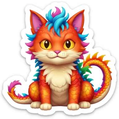 cria um emoji com um gato a abraçar um dragao sticker