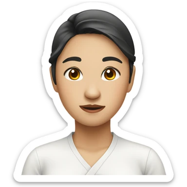 Asian girl wearing white shirt with hair spilt on both sides  sticker