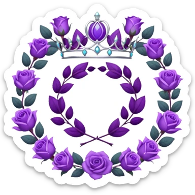 Purple rose with silver tiara and a purple emblem leaf wreath sticker