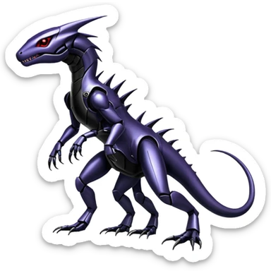 Shiny Exotic Edgy Badass Gothic Cool epic Futuristic Salandit-Genesect-Koraidon-Fakémon-hybrid-creature (full body)  sticker