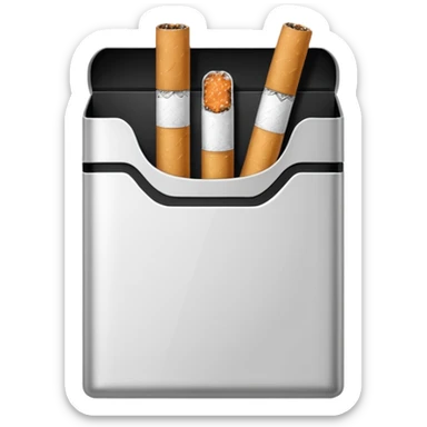 Minimalistic cigarette pack emoji, metallic black and white sticker