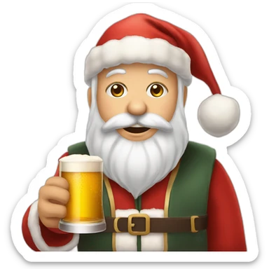 Père Noël qui offre un verre de bière à un enfant comme cadeau sticker