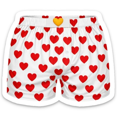 Red heart patterned white pair of boxers sticker
