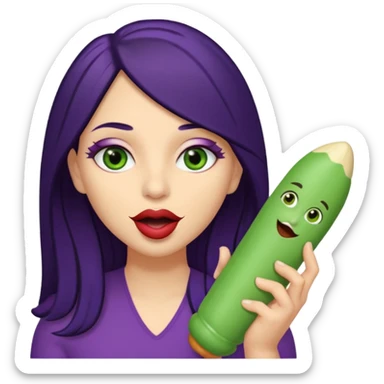 Big Puerto Rican skin colored dildo inside a juicy mouth  with blackish purple hair and Italian skin color with green almond shapes eyes, magical mouth with of mouth  sticker
