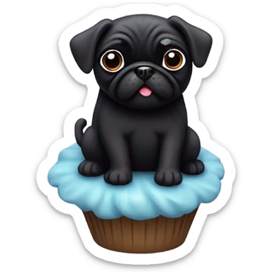 Black pug cupcake sticker