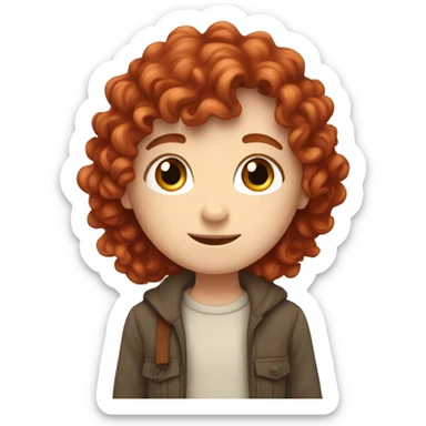 white girl brown curly hair hugging red head straight hair boy white sticker