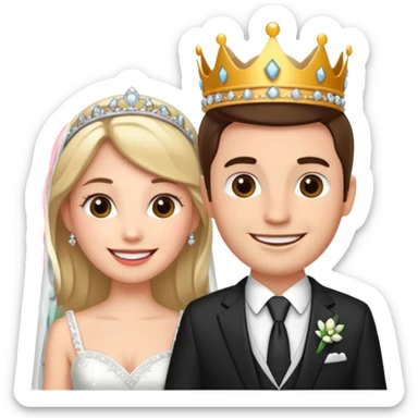Bride worn tiyara and suited man anniversary sticker