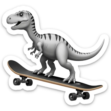 draw outline Dinosaur on a skateboard sticker