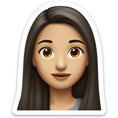 Realistic Beautiful Spanish girl brown eyes straight very long dark brown hair  sticker