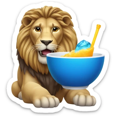 Lion drinking blue drink sticker