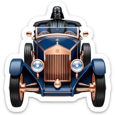 dark blue led lights Darth Vader’s nazi 1927 delicately inlaid rose gold wood barrel accents Scrooge McDuck’s Rolls Royce efficiently powered by futuristic electric motors and dynamos with wide racing wheels that are strong agility advanced suspension and steering sticker