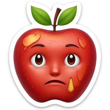 a really sad apple emoji sticker