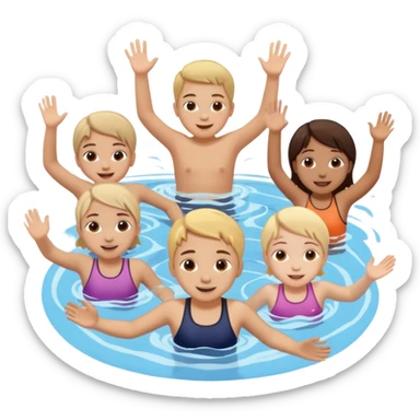 3 tween girls and 1 ten year old boy swimming in pool sticker