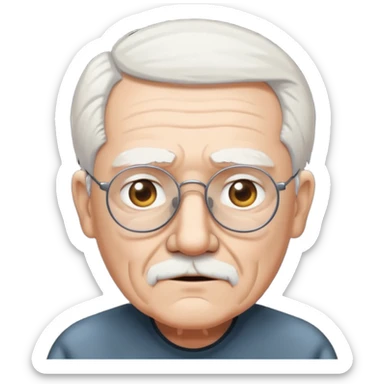 White haired blind grandpa in the dark room alone  sticker