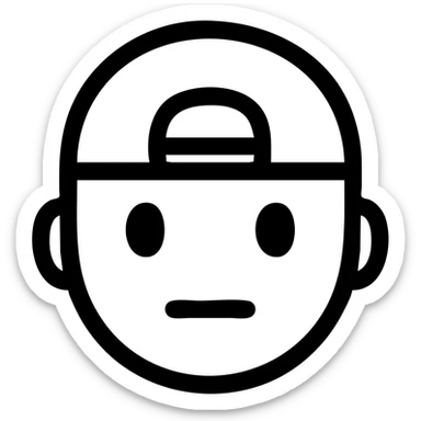 abstract face with a backwards hat, monochrome, strong iconography sticker