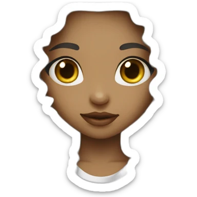 a girl with long dark brown curly hair and skin white with street wear sticker