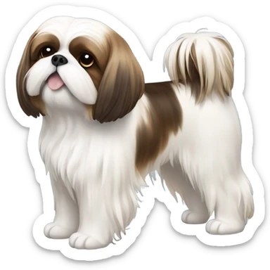 shih tzu with brown and white spots sticker