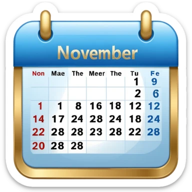 no generate an ios style background free calender icon, blue and gold and white with the date 22 november highlited sticker