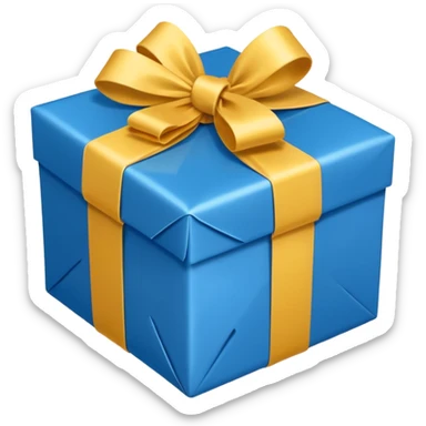 gift box with blue wrapping paper sticker