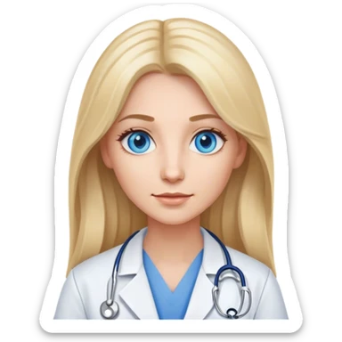 A female doctor with long light hair with blue eyes sticker