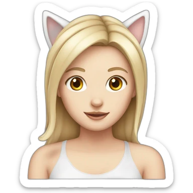 White  Girl with cat ears sticker
