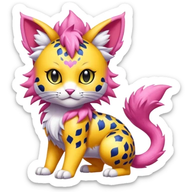 Electro Ivy Rosy Colorful Tropical Exotic Soft Smooth Cute Elegant Realistic Adorable Pretty Beautiful Meicoomon-Gatomon-Liepard-Pokémon-Digimon-Fakémon-fusion-hybrid-creature sticker