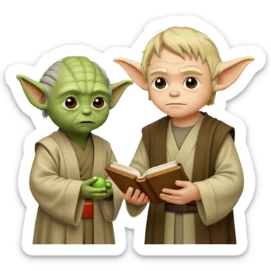 Yoda teaching Luke skywalker from "Star Wars" the movie sticker