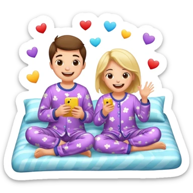 Two kids having a sleepover sticker