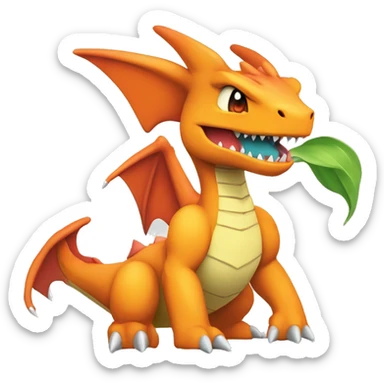 Colorful Edgy Chibi-Charizard-Greymon-Flygon-Velociraptor-Pokémon sticker