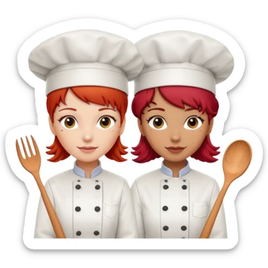 Dos chicas chef, una pelirroja de pelo lacio y otra de pelo negro con rulos sticker