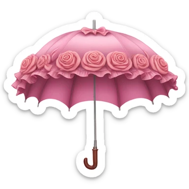Detailed pink umbrella with large ruffles and roses  sticker