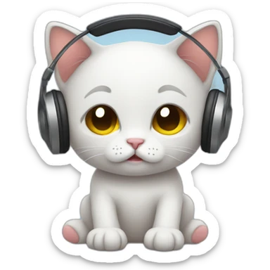 sad kitten listening to music with eyes closed sticker