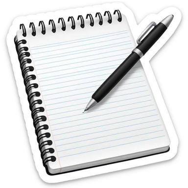 libreta con pluma escribiendo sobre ella sticker