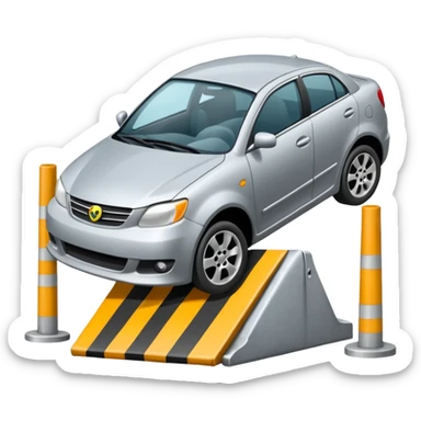 car crashed to a trafic barrier sticker